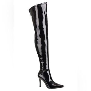 Zara Elegant Black Patent Over-the-Knee Boots